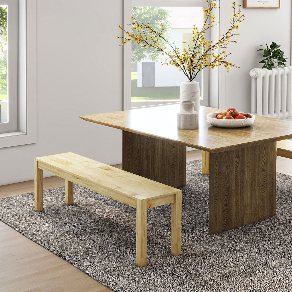 Banc de cuisine en bois massif 3 places, banc de salle à manger, charge 330 Kg, 150 x 33 x 45 cm, bois naturel-6