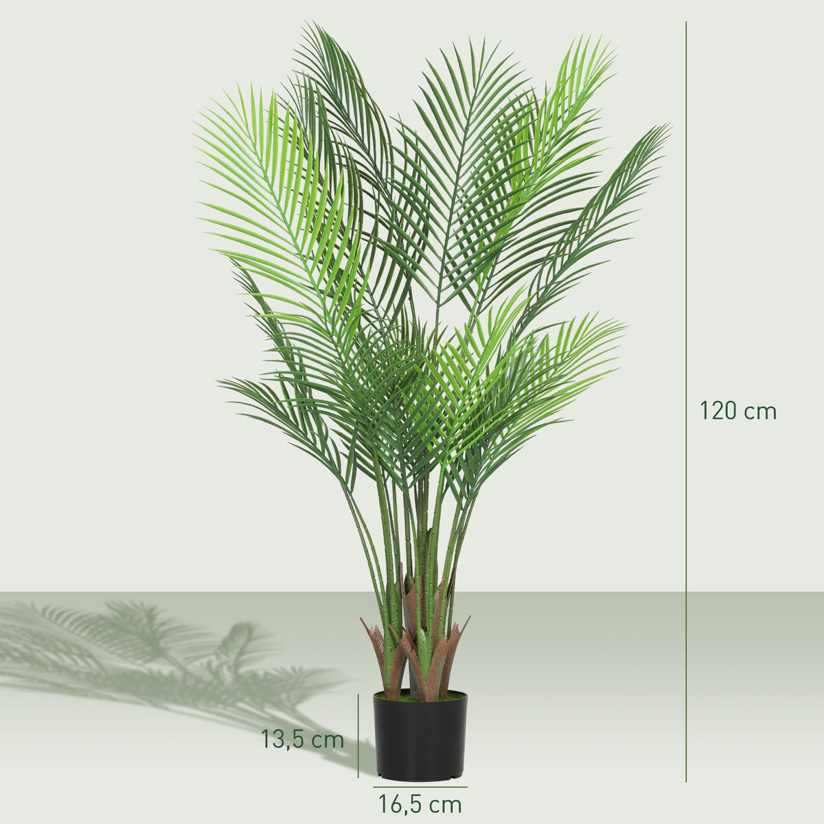 Plante artificielle intérieure 120 cm, palmier arbre artificiel avec pot en plastique et flocage, vert-2
