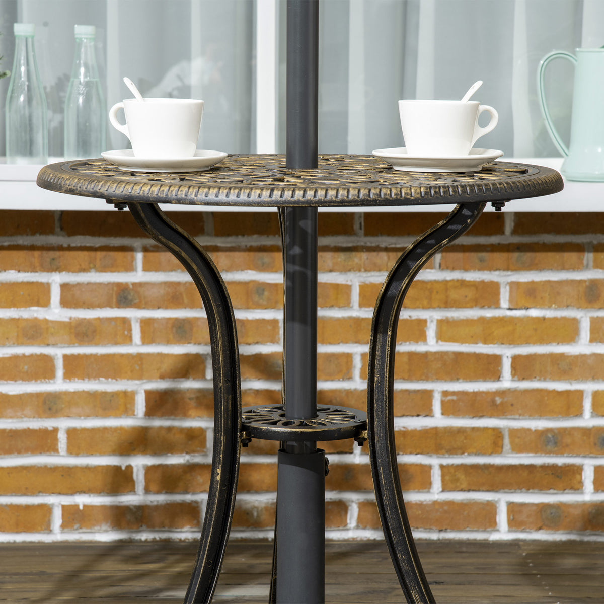 Ensemble bistrot pour jardin en aluminium salon de jardin 3 pièces 2 chaises + table ronde imitation fer forgé-7
