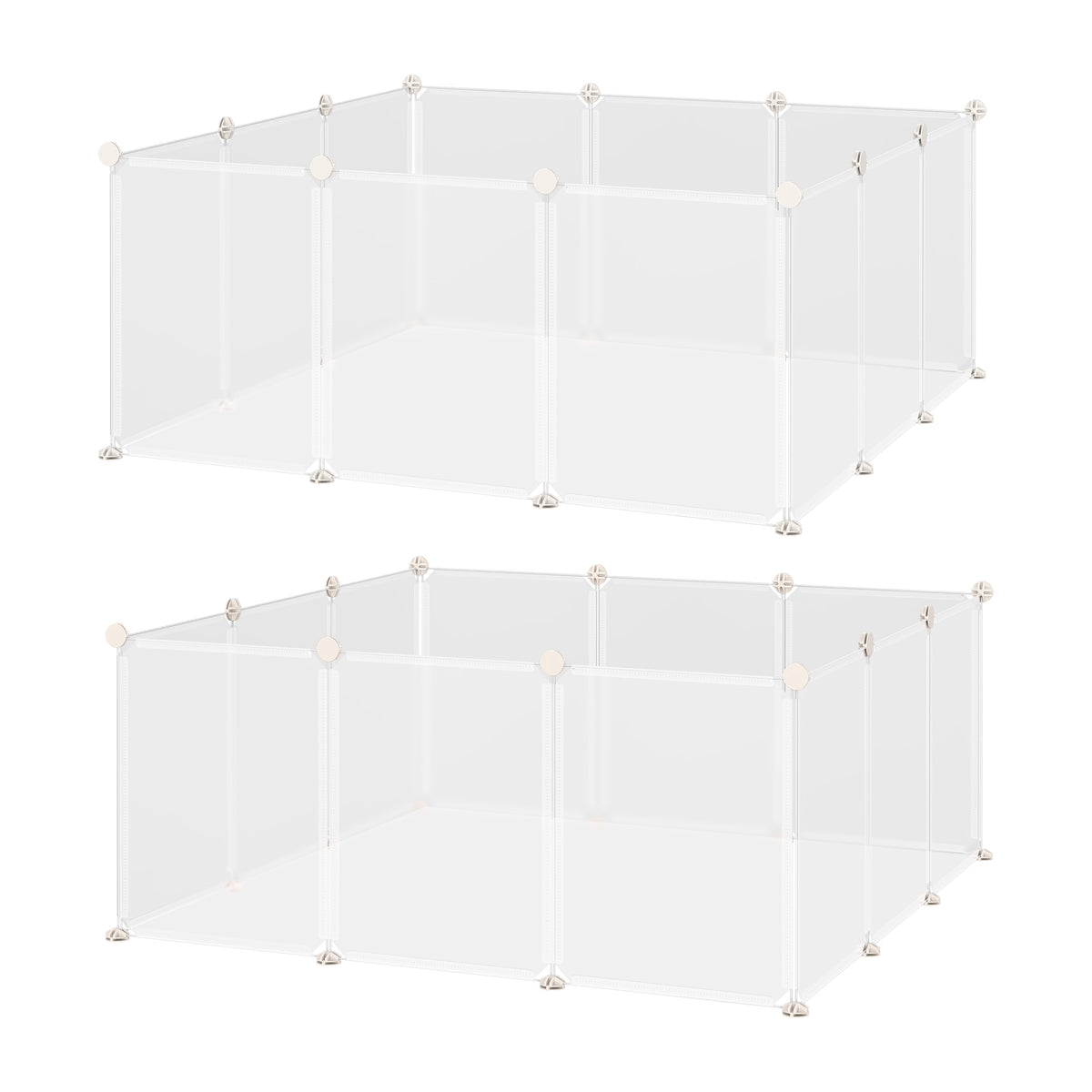 Enclos parc modulable pour petits animaux 12 panneaux pour lapin, hamster, chiot, cochon 105 x 105 x 45 cm blanc-0