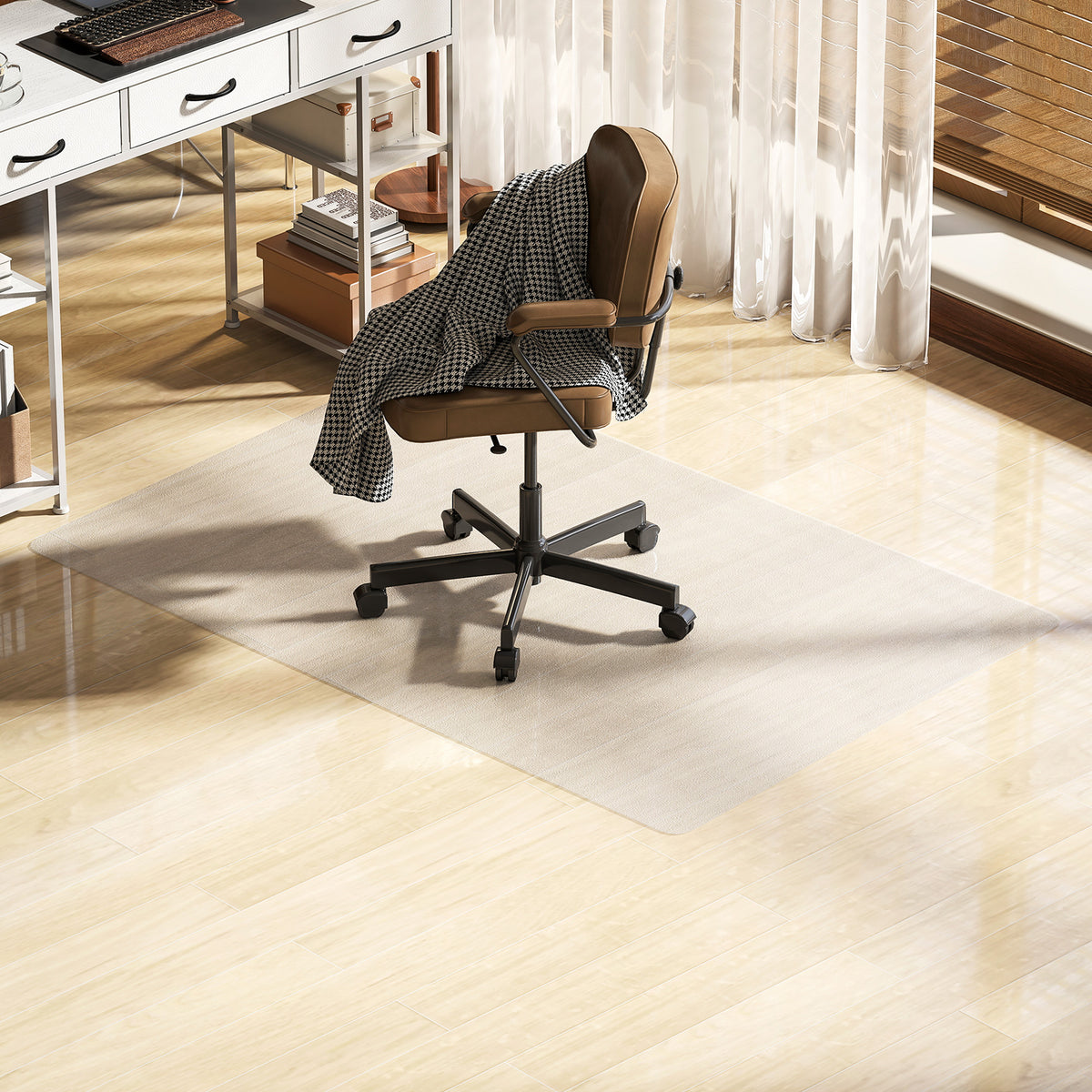 Tapis de chaise de bureau rectangulaire, antidérapants en plastique transparent 100x150cm-6