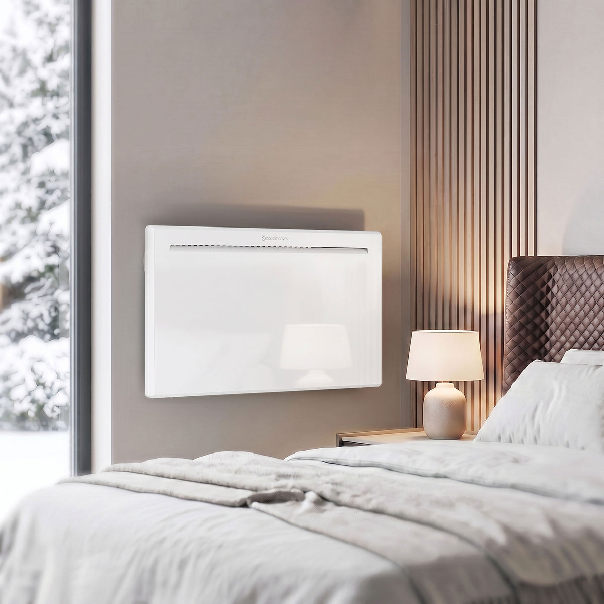 Radiateur Électrique 1500 W Connecté WiFi Sur Pied ou Mural, Commandes Vocales, 4 Modes, Écran LED, 70x21,5x43,5cm Blanc-1