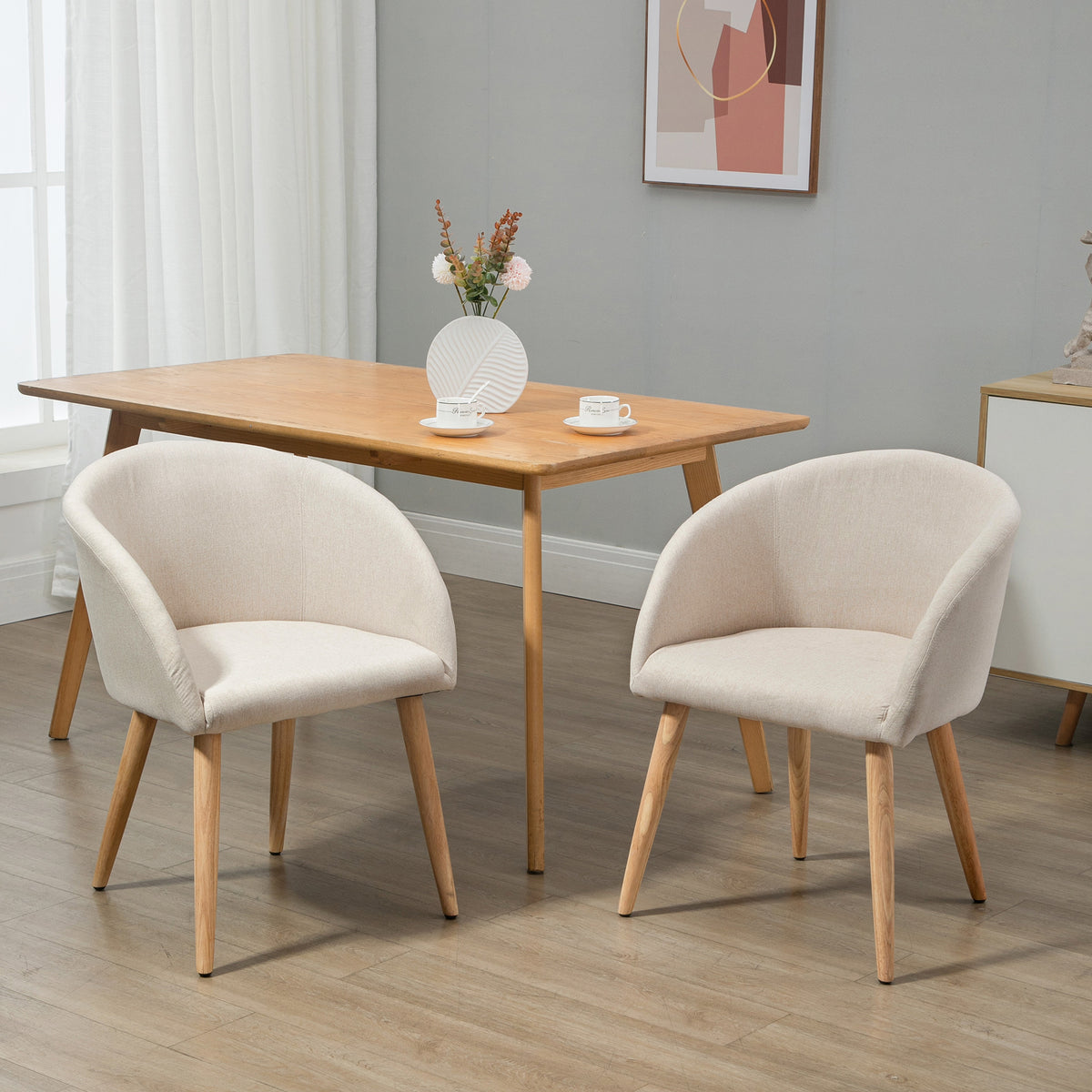 Lot de 2 chaises de salle à manger chaise de cuisine Design scandinave - Pieds inclinés effilés Bois Caoutchouc-1