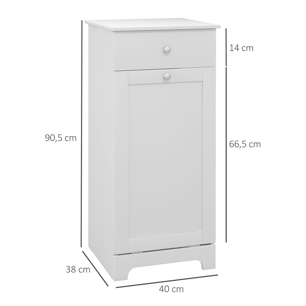 Meuble de salle de bain avec panier à linge, meuble de rangement avec tiroir - 40L x 38l x 90,5H cm - blanc-2