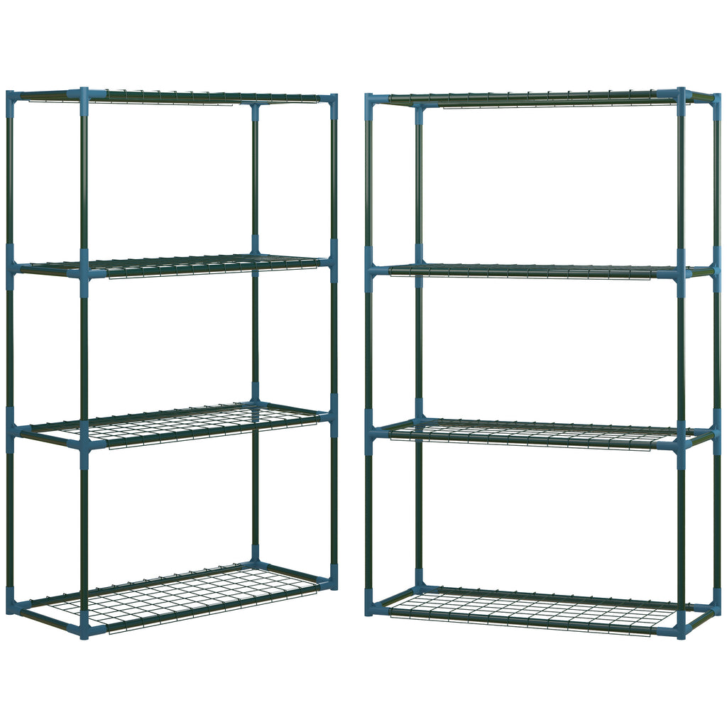 Lot de 2 Étagères à Fleurs en acier 4 Niveaux Intérieur et Extérieur, support de plantes 70 x 27 x 110 cm, vert-0