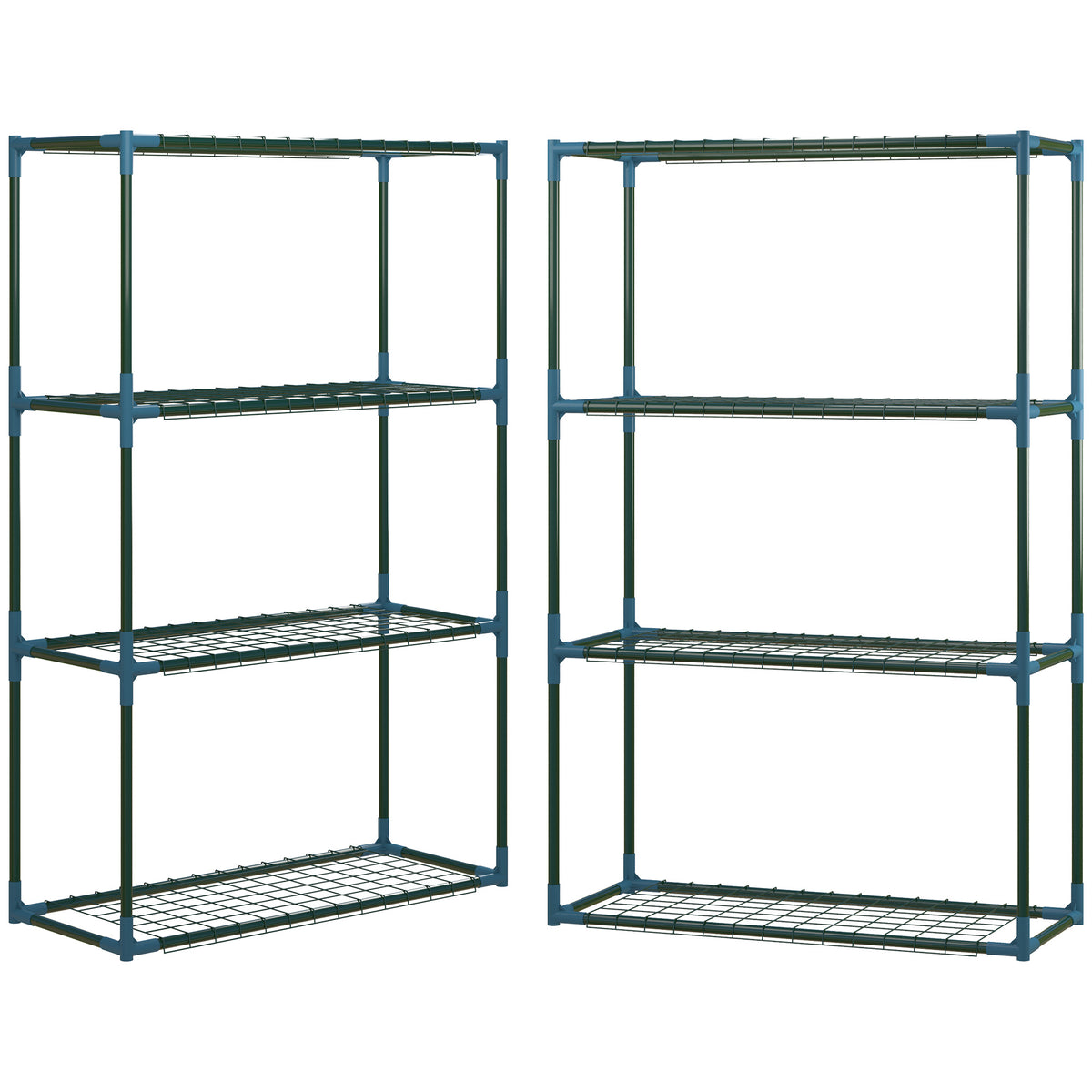 Lot de 2 Étagères à Fleurs en acier 4 Niveaux Intérieur et Extérieur, support de plantes 70 x 27 x 110 cm, vert-0