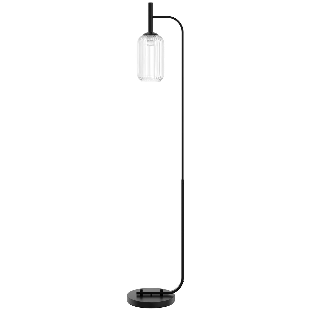 Lampadaire sur pied salon lampe sur pied avec abat-jour en verre texturé interrupteur à pied 29 x 25 x 152 cm métal noir-0