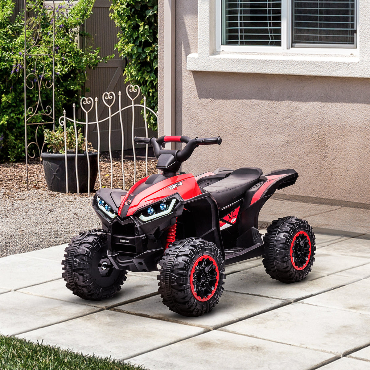 Quad électrique enfant de 3 à 5 ans 12 V 2 moteurs 2 vitesses 3-6 km/h phares LED klaxon rouge-9