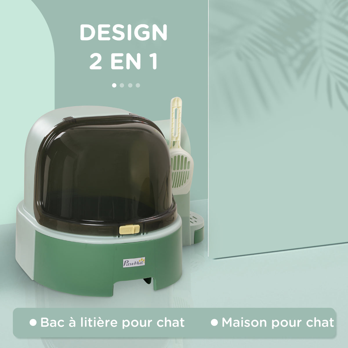 Maison de toilette, bac à litière fermé pour chat Compartiment Inférieur Amovible pour un Nettoyage Facile Pelle inclus-3