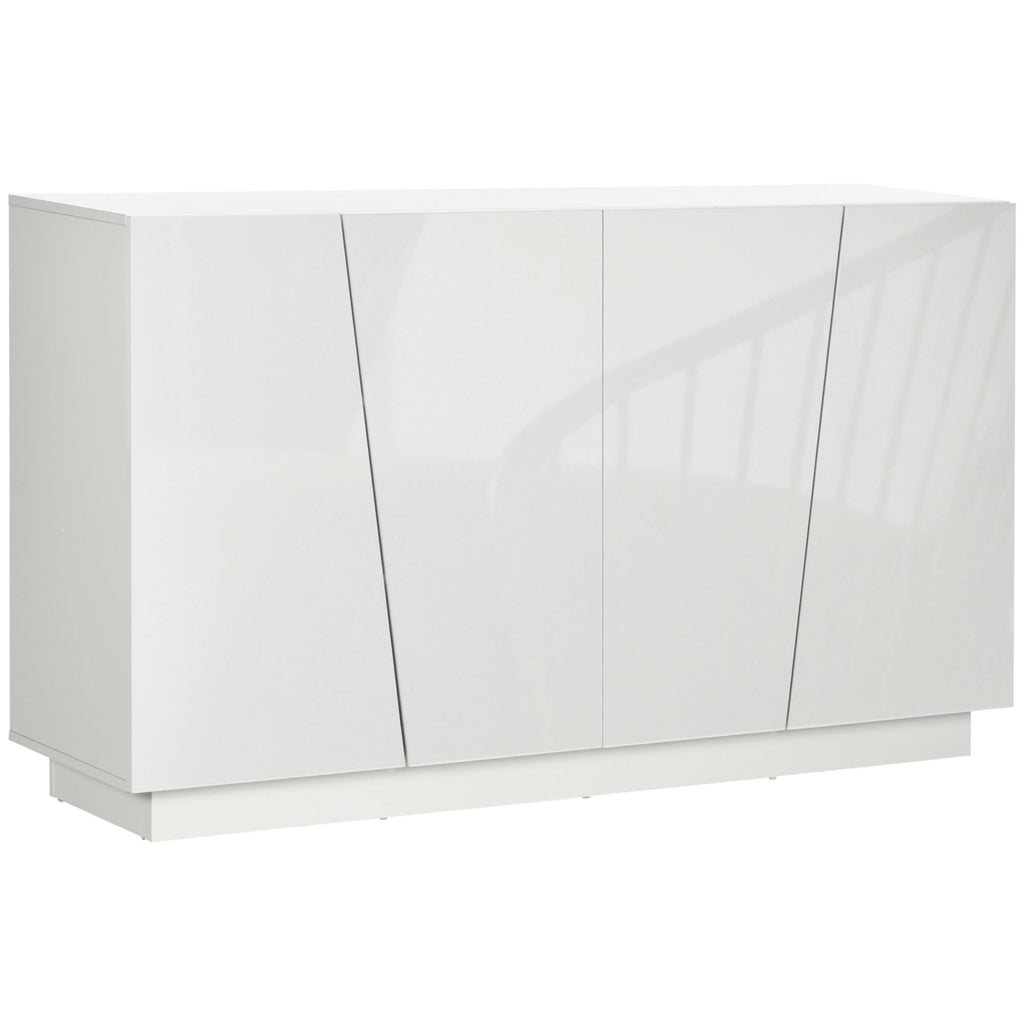 Meuble de rangement avec placards à portes et étagère réglable, 150 x 40 x 88 cm, blanc brillant-0