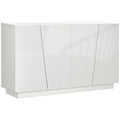 Meuble de rangement avec placards à portes et étagère réglable, 150 x 40 x 88 cm, blanc brillant-0