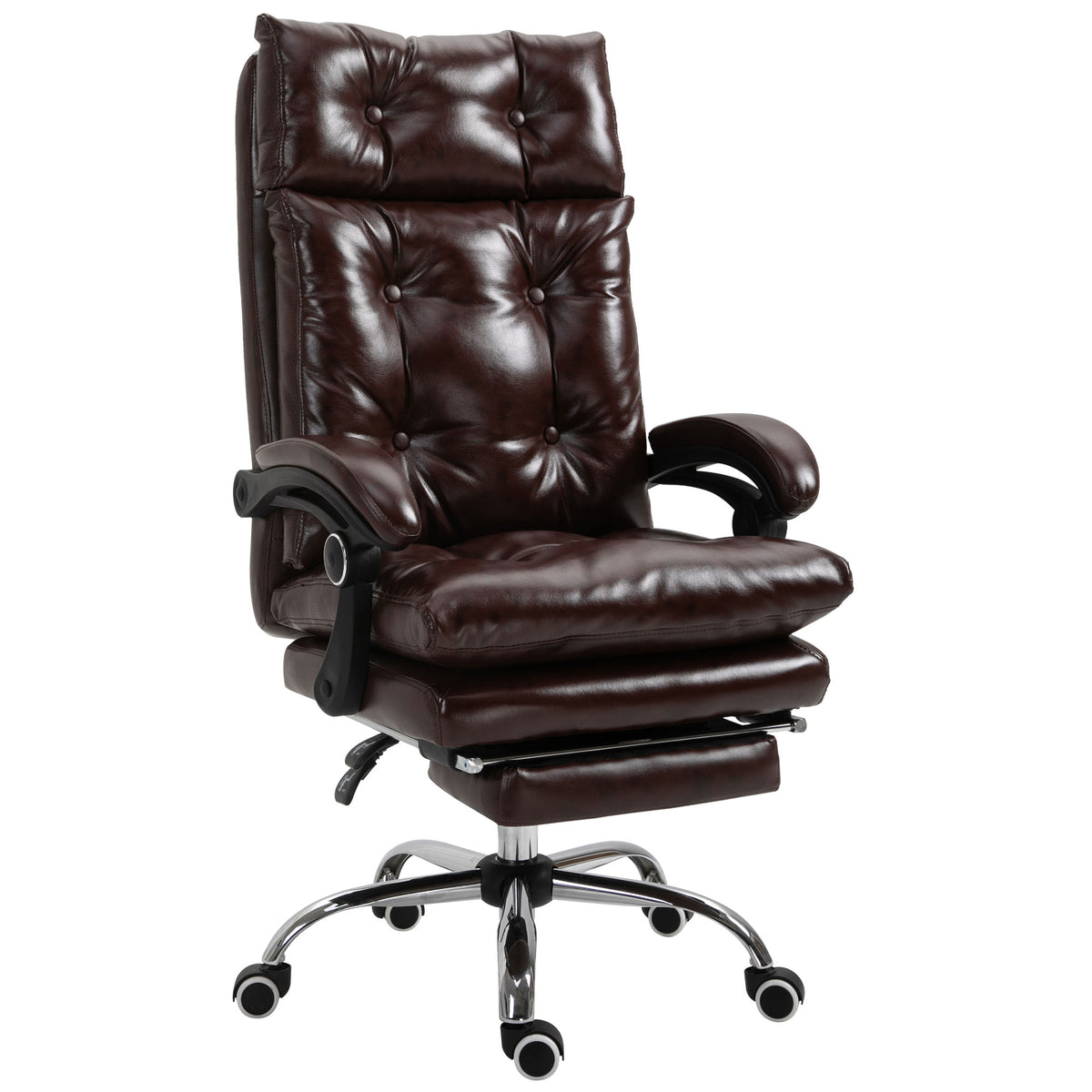Fauteuil de bureau chaise de bureau ergonomique avec hauteur réglable dossier inclinable repose-pied rétractable marron-0