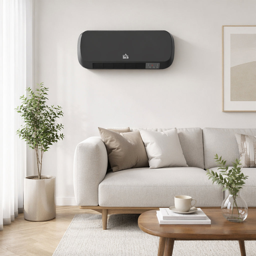 Radiateur Mural Soufflant 2000 W, Chauffage Céramique PTC, 3 Niveaux de Puissance, Télécommande, 45x18,6x11,5cm, Noir-9