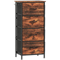 Commode 4 tiroirs en tissu, meuble de rangement avec 4 poches, 2 crochets, structure en acier, 45 x 30 x 94,5 cm, marron-0