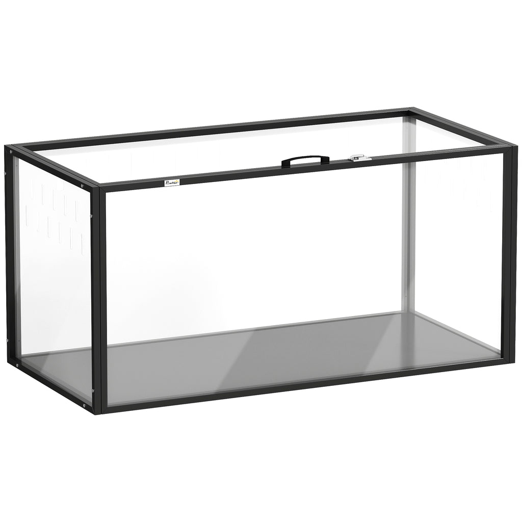 Cage pour Hamster Habitat Rongeurs Transparent de Vue Panoramique 360° Anti-Mordillage 105x51x51cm Noir-0
