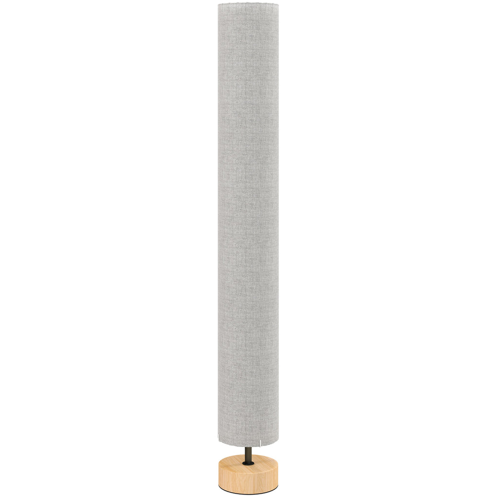 Lampadaire sur pied de salon avec abat-jour en lin, interrupteur à pied, 2 x douille E27, 120 cm, gris-0
