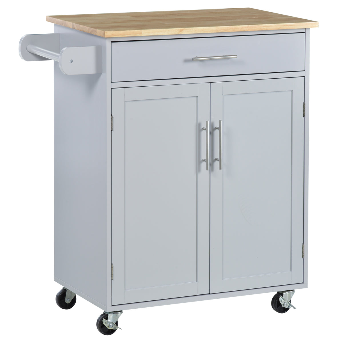 Desserte de cuisine sur roulettes chariot de service Ilot de cuisine avec tiroir de placard et porte-torchons - gris-0