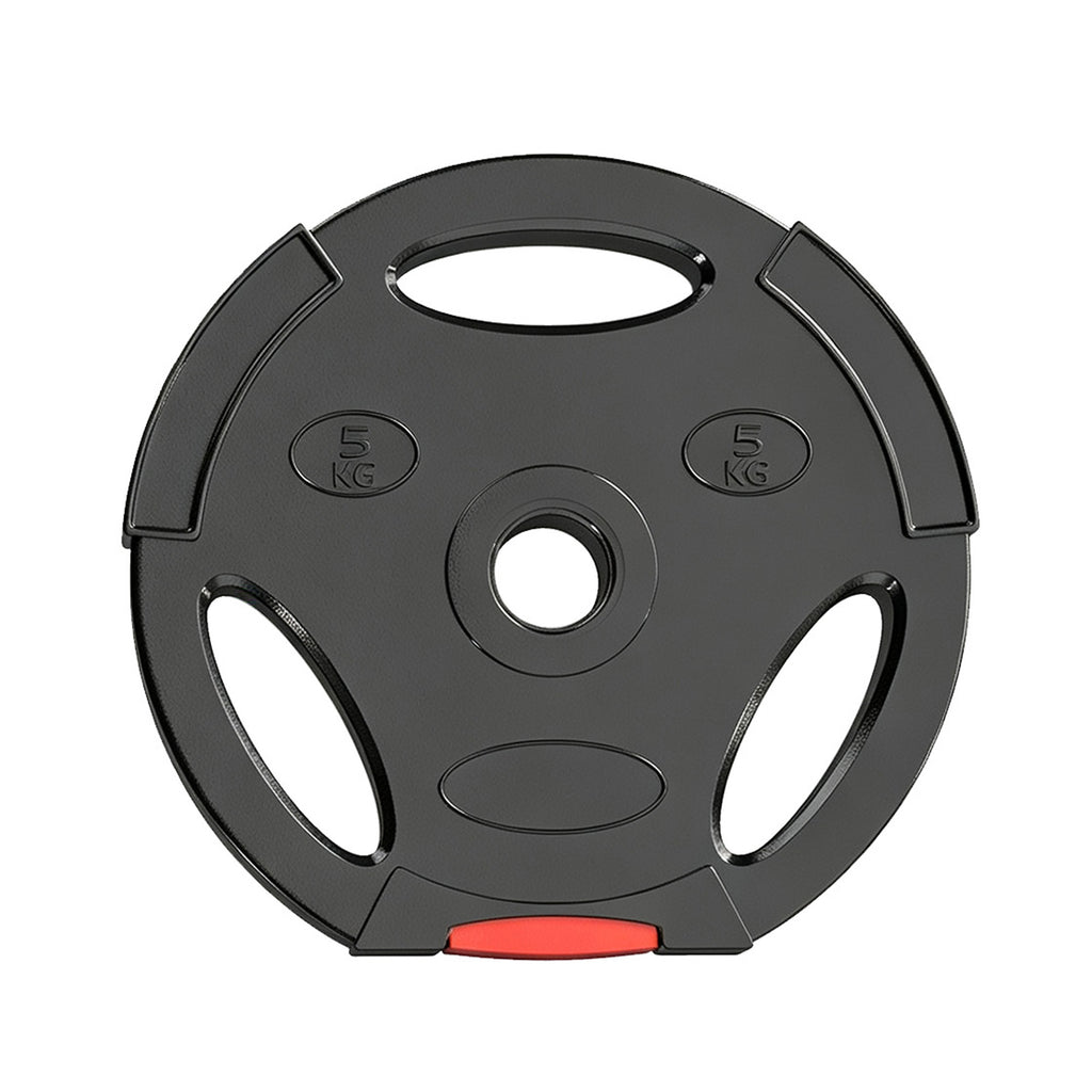 Disques de poids, plaques de poids 2 x 5 kg et 2 x 7,5 kg, à trois poignées avec trous de Ø 25 mm, noir-8