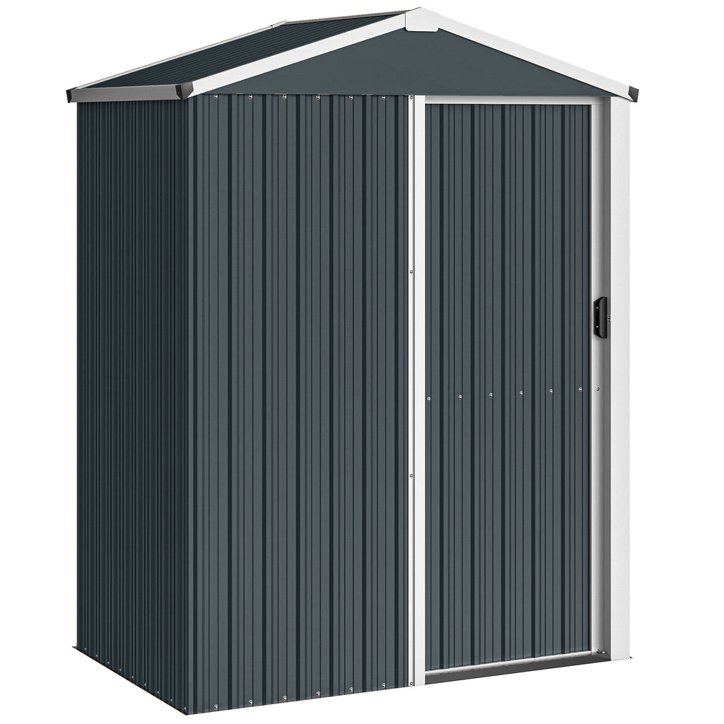 Abri de jardin en métal 1,2 m², cabane jardin extérieure, porte coulissante verrouillable, 136x87x176cm, gris-0