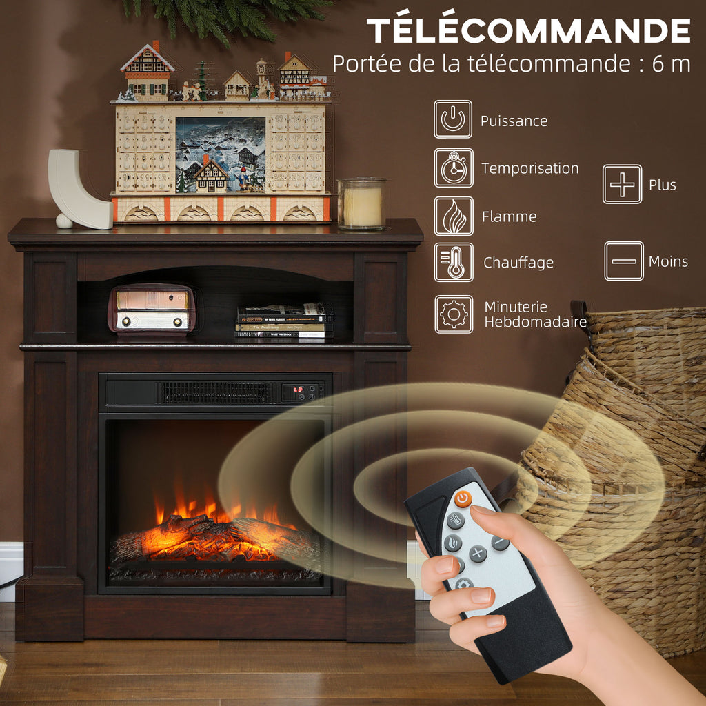 Cheminée électrique effet flammes LED luminosité réglable avec télécommande - 1800 W - 80,5 x 32,3 x 80,5 cm-5