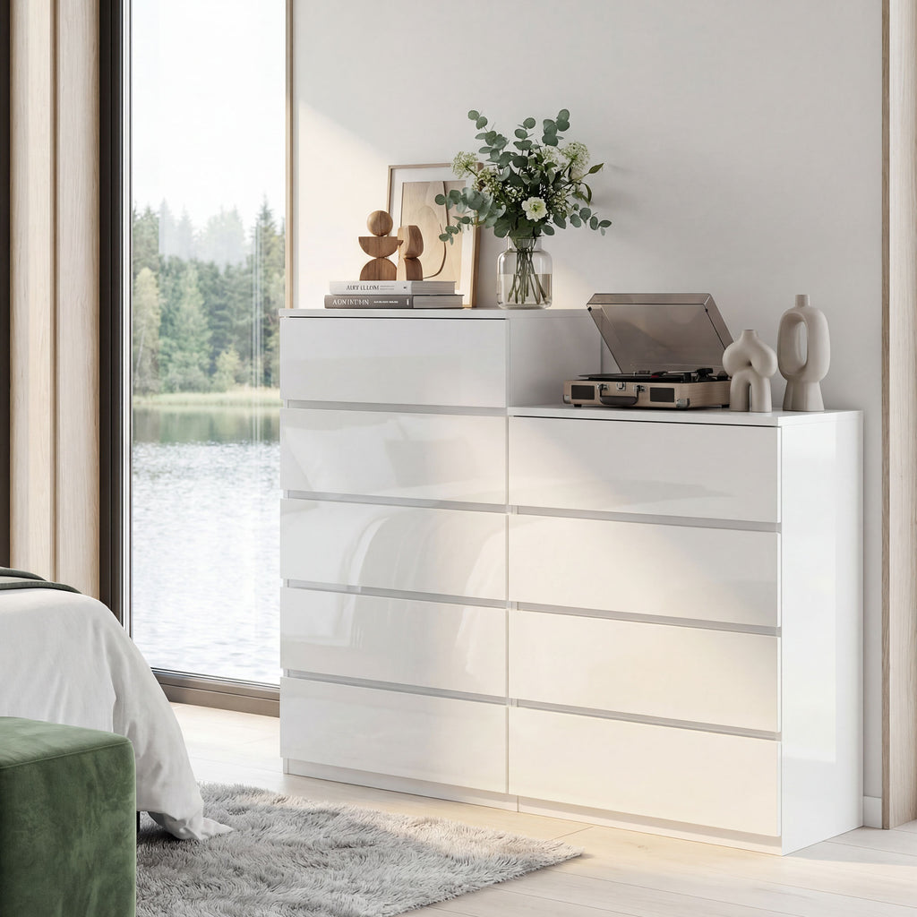 Commode 4 tiroirs meuble de rangement sans poignées design minimaliste 60 x 40 x 80 cm blanc-1