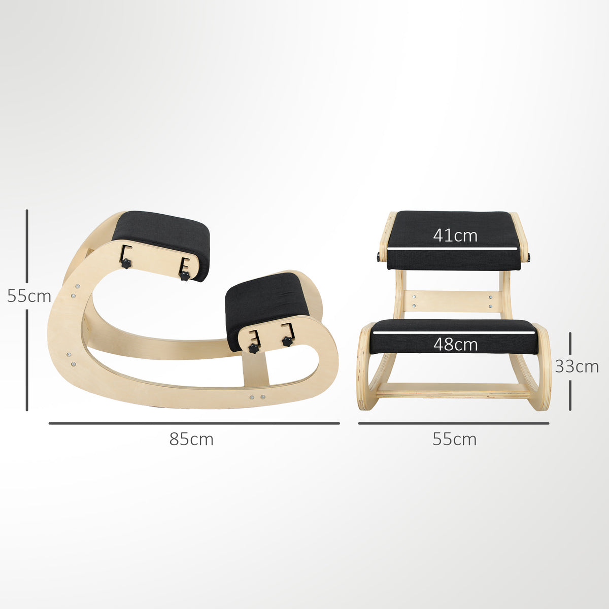 Siège assis genoux, siège ergonomique en bois avec fonction à bascule, chaise à genoux réglable pour bureau à domicile-2