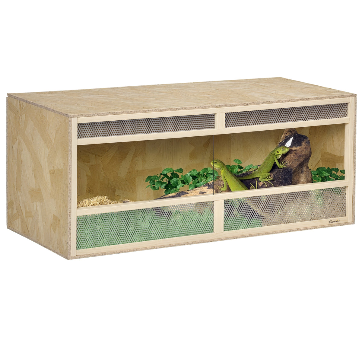 Terrarium en bois OSB pour reptiles avec porte coulissante en verre - 120 x 50 x 50 cm naturel-0