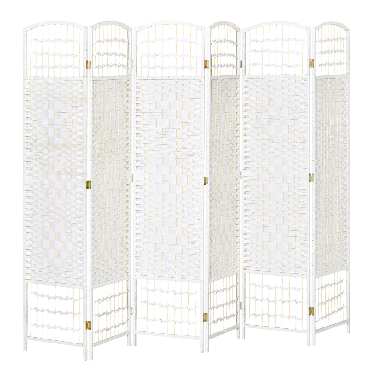 Paravent en bois 242 x 170 cm séparateur de pièce pliable 6 panneaux cloison de séparation chambre à coucher maison intérieur blanc-0