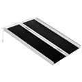 Rampe de Fauteuil Roulant Rampe de Chargement Rampe d'accès antidérapante Pliable avec Bordures de sécurité Max. 270 Kg dim. 91L x 72l x 5H cm alu. Noir-0