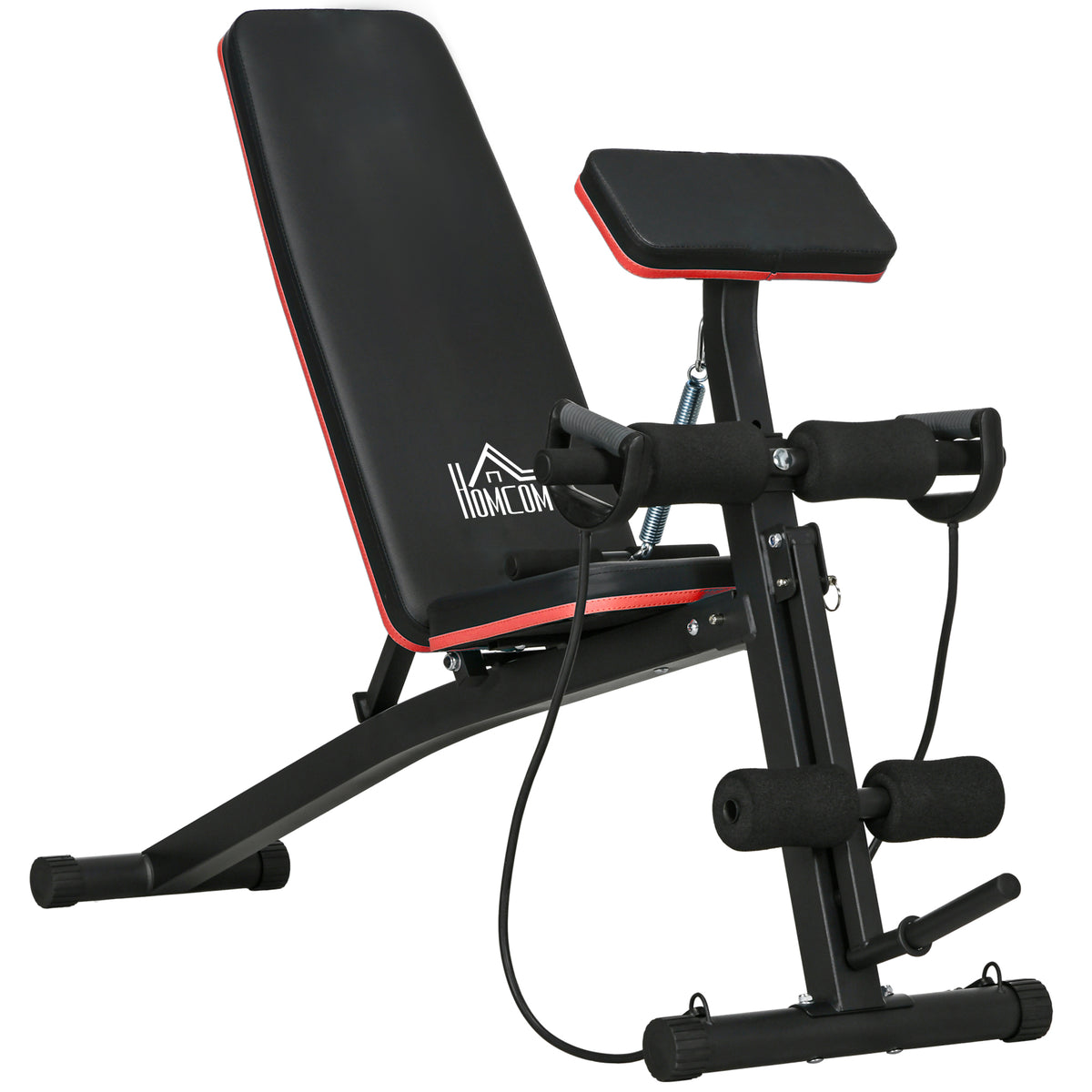 Banc de musculation pliable inclinable, banc réglable pour le développé couché, le curl biceps, la musculation du dos et des abdominaux, avec extenseur des jambes, acier, noir rouge-0