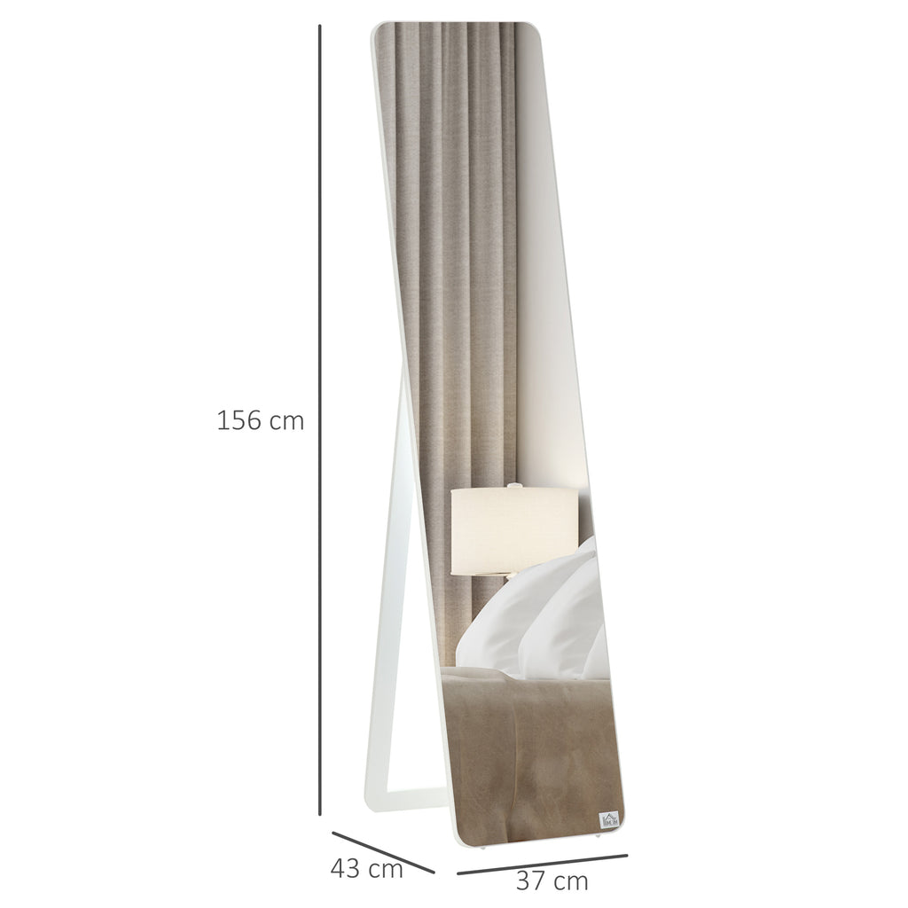 Miroir sur Pied et Mural rectangulaire dim. 37L x 43l x 156H cm Bois Aspect Blanc-2