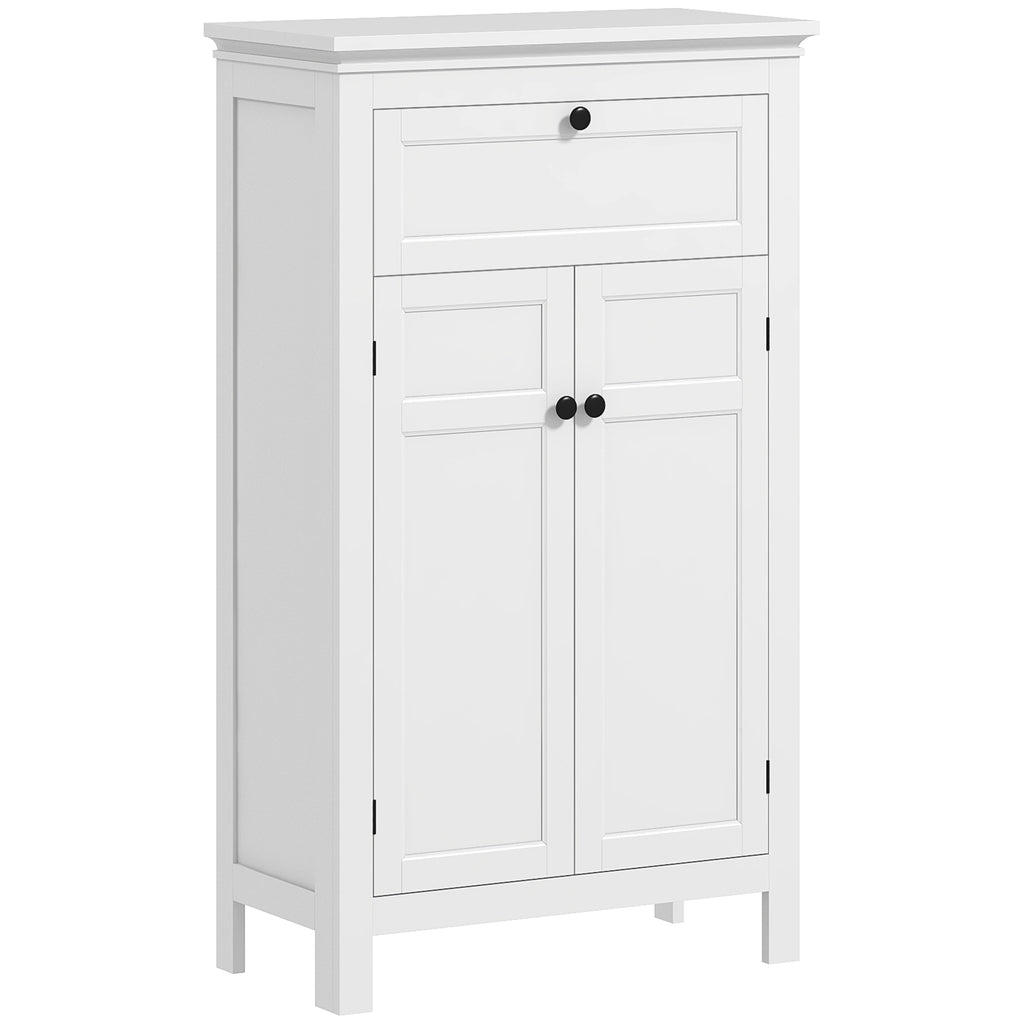 Meuble de salle de bain avec tiroir et étagères réglables, armoire de rangement sur pied, hauteur 102,5 cm, blanc-0