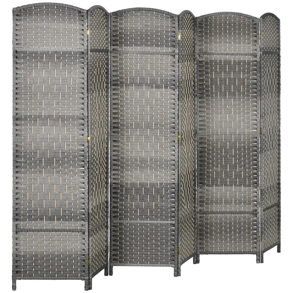 Paravent intérieur en bois 6 panneaux séparateur de pièce pliable pour salon chambre 270 x 180 cm gris mélangé-0