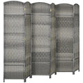 Paravent intérieur en bois 6 panneaux séparateur de pièce pliable pour salon chambre 270 x 180 cm gris mélangé-0