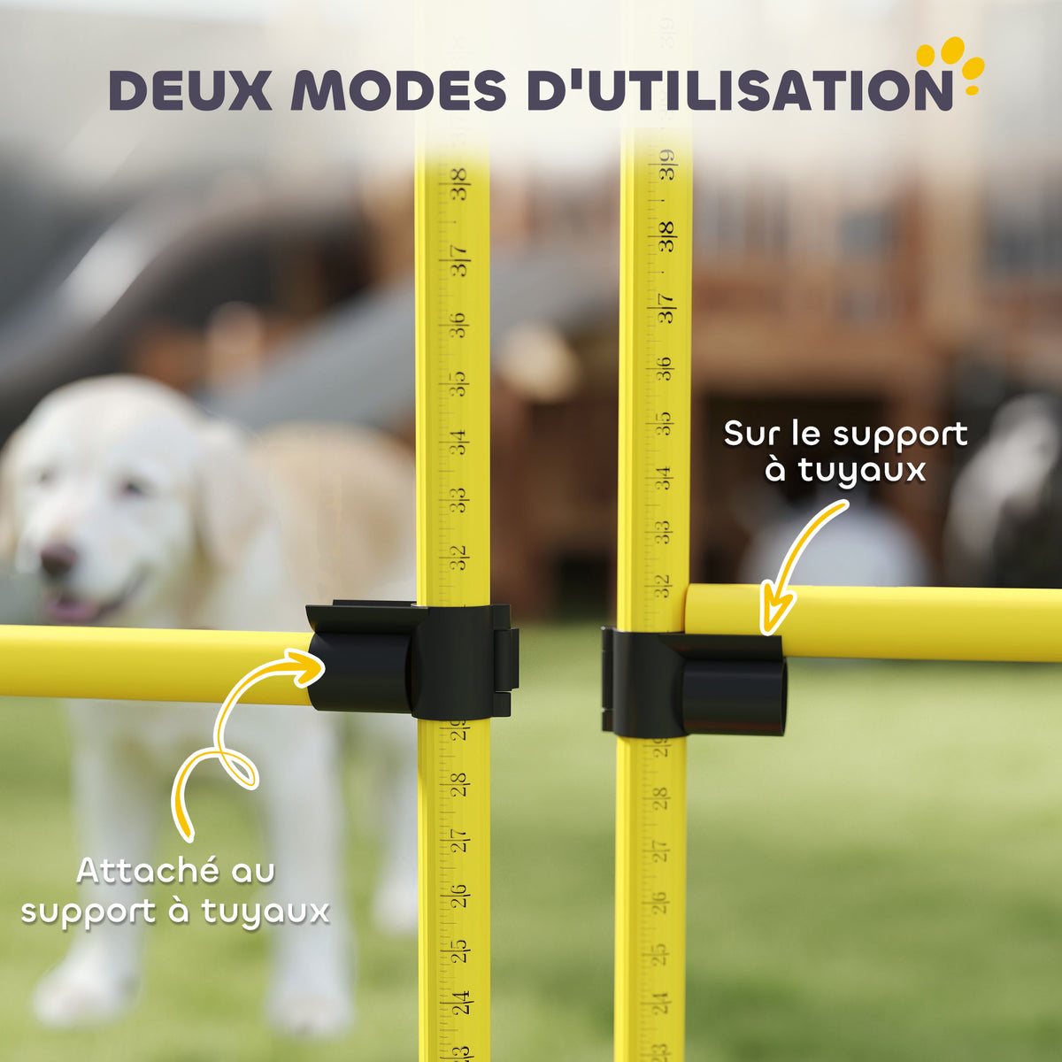 Kit d'équipement d'agilité pour chien avec 4 haies de saut réglables en hauteur, sac de transport, jaune et orange-4