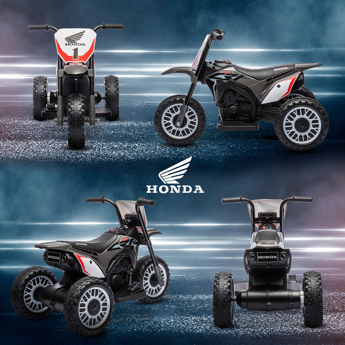 Moto cross éléctrique pour enfant licence Honda CRF450RL 3 roues batterie 6V enfants 18-36 mois gris-7