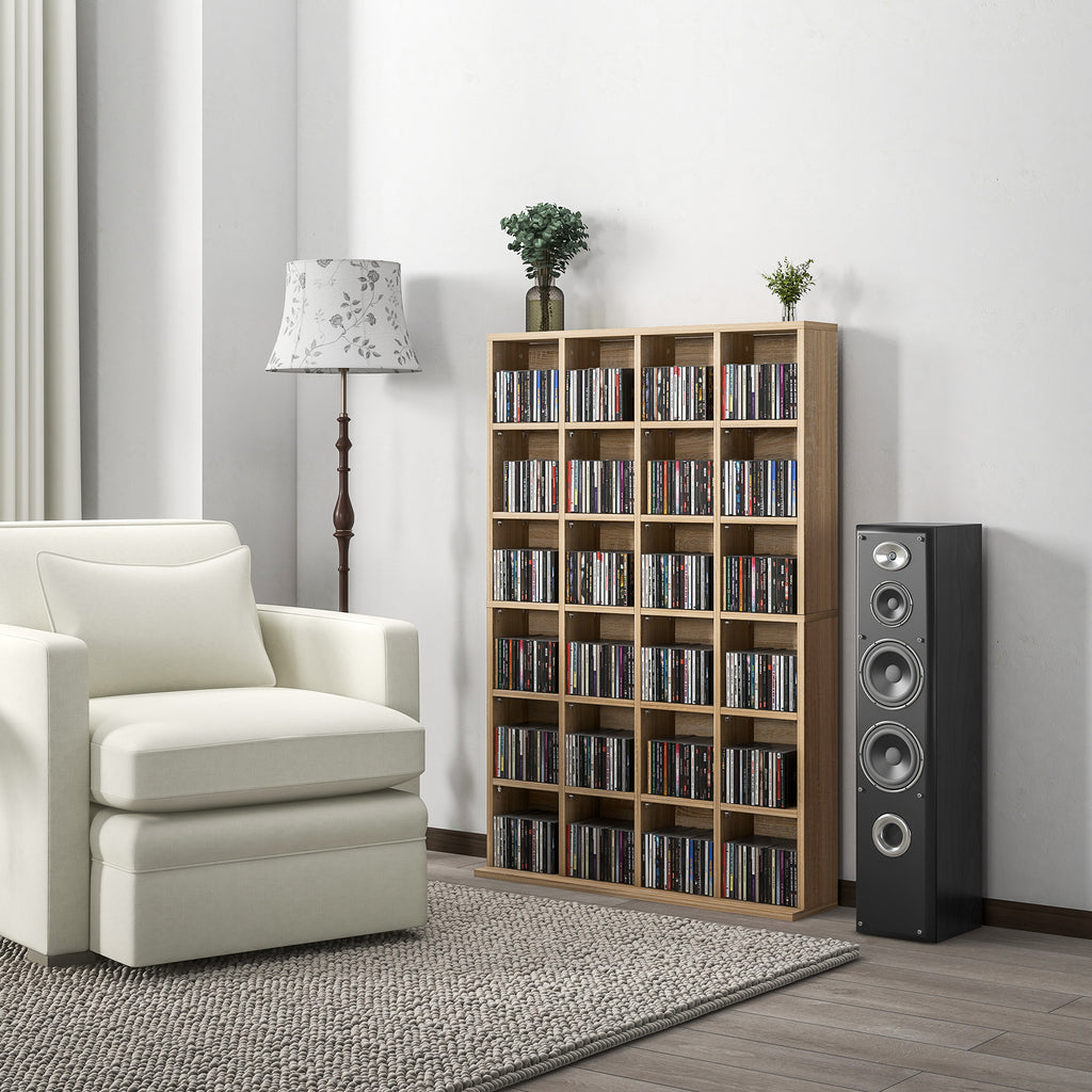 Meuble de rangement multimédia 456 CD/ 336 DVD - bibliothèque en bois avec étagères réglables 89 x 130,5 cm bois naturel-9