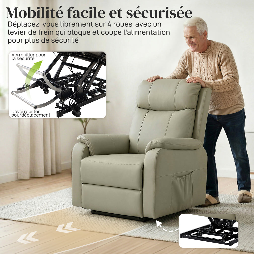 Fauteuil releveur électrique, fauteuil relax électrique, double moteur, dossier inclinable, 87x96x105cm, crème-7