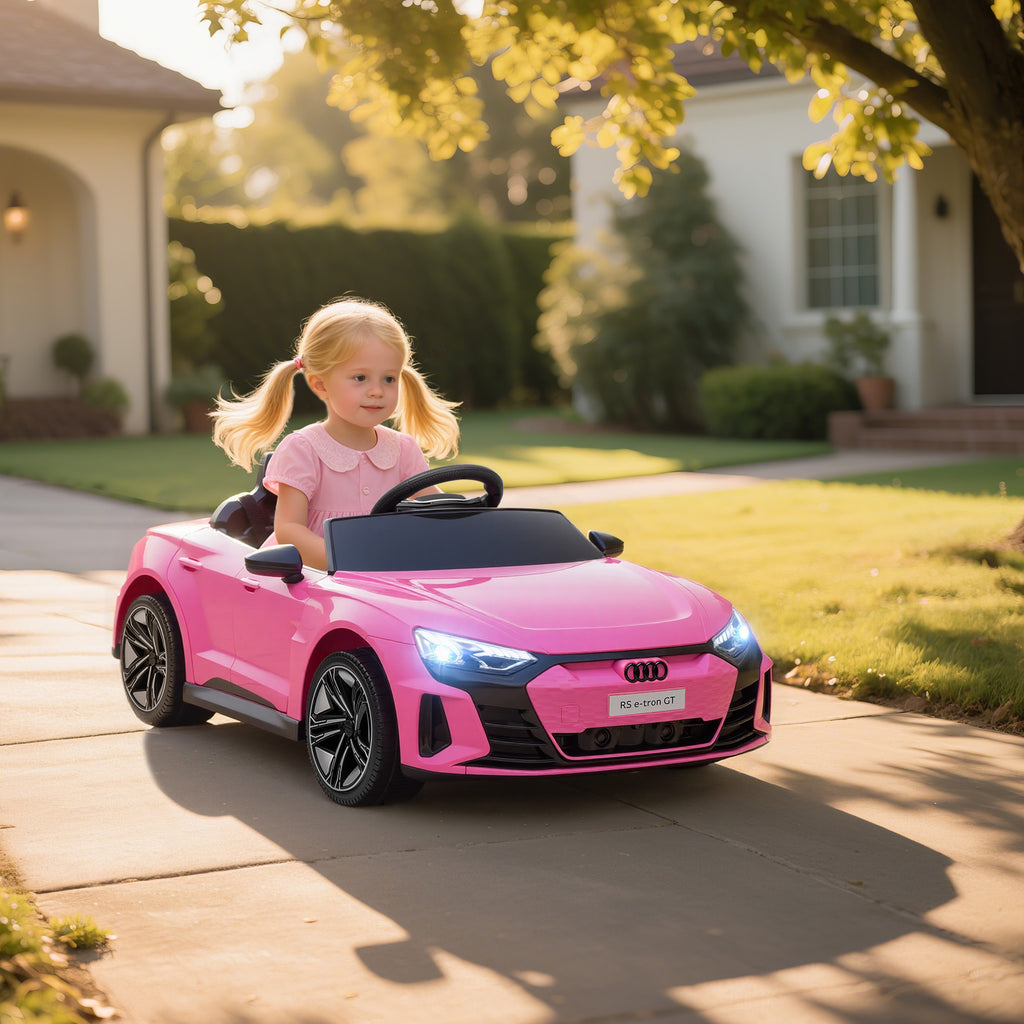 Voiture véhicule électrique enfant 12 V - télécommande parentale - effets sonores, lumineux - Audi RS E-tron GT rose-9