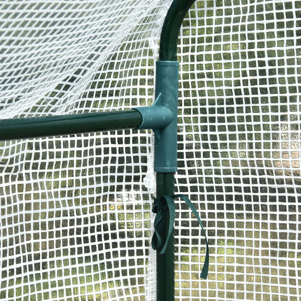 Serre de jardin PE avec étagère 2 niveaux, serre de balcon, bâche renforcée 140 g/m², acier, porte zippée-8