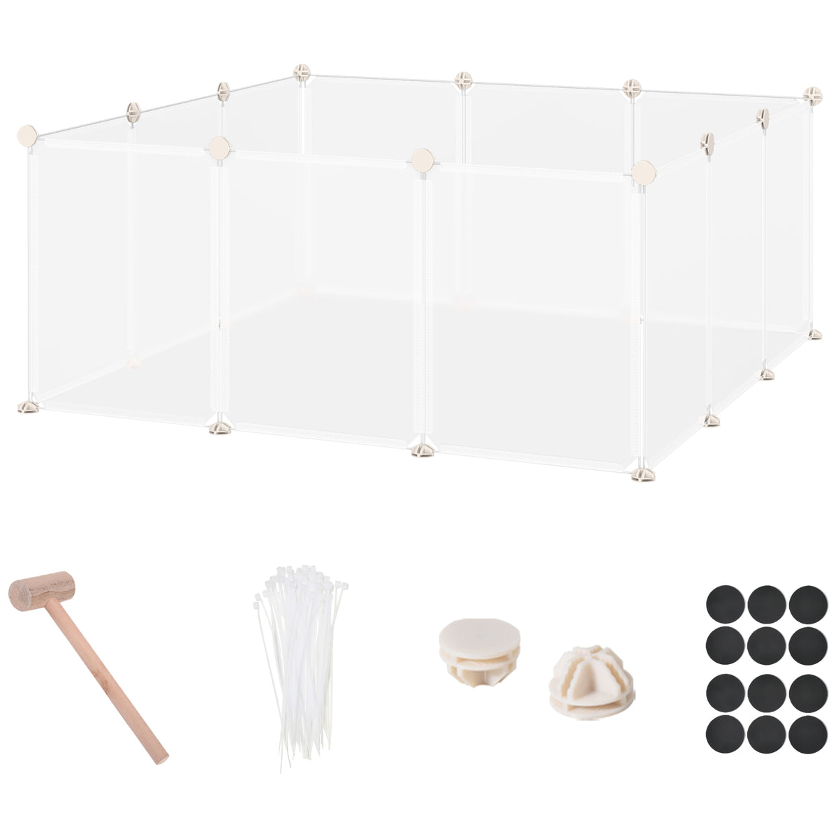 Enclos parc modulable pour petits animaux 12 panneaux pour chiot, cochon 105 x 105 x 45 cm blanc-0