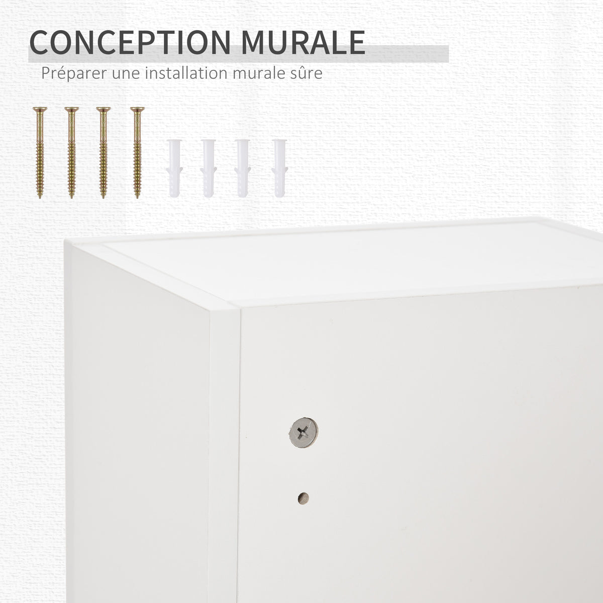 Armoire à pharmacie murale avec serrure, 5 étagères et tablettes réglables, bois et verre, blanc, 30x20x70cm-4