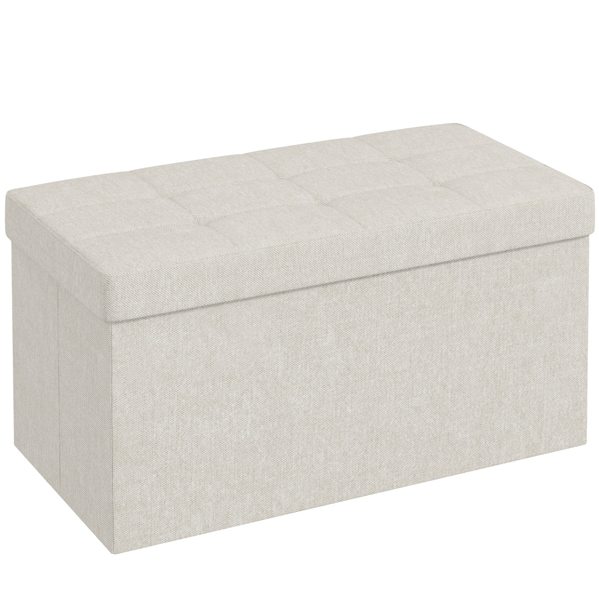 Banc de rangement pouf de rangement pliable bout de lit repose-pieds avec couvercle capitonnée 76L x 38l x 38H cm crème-0