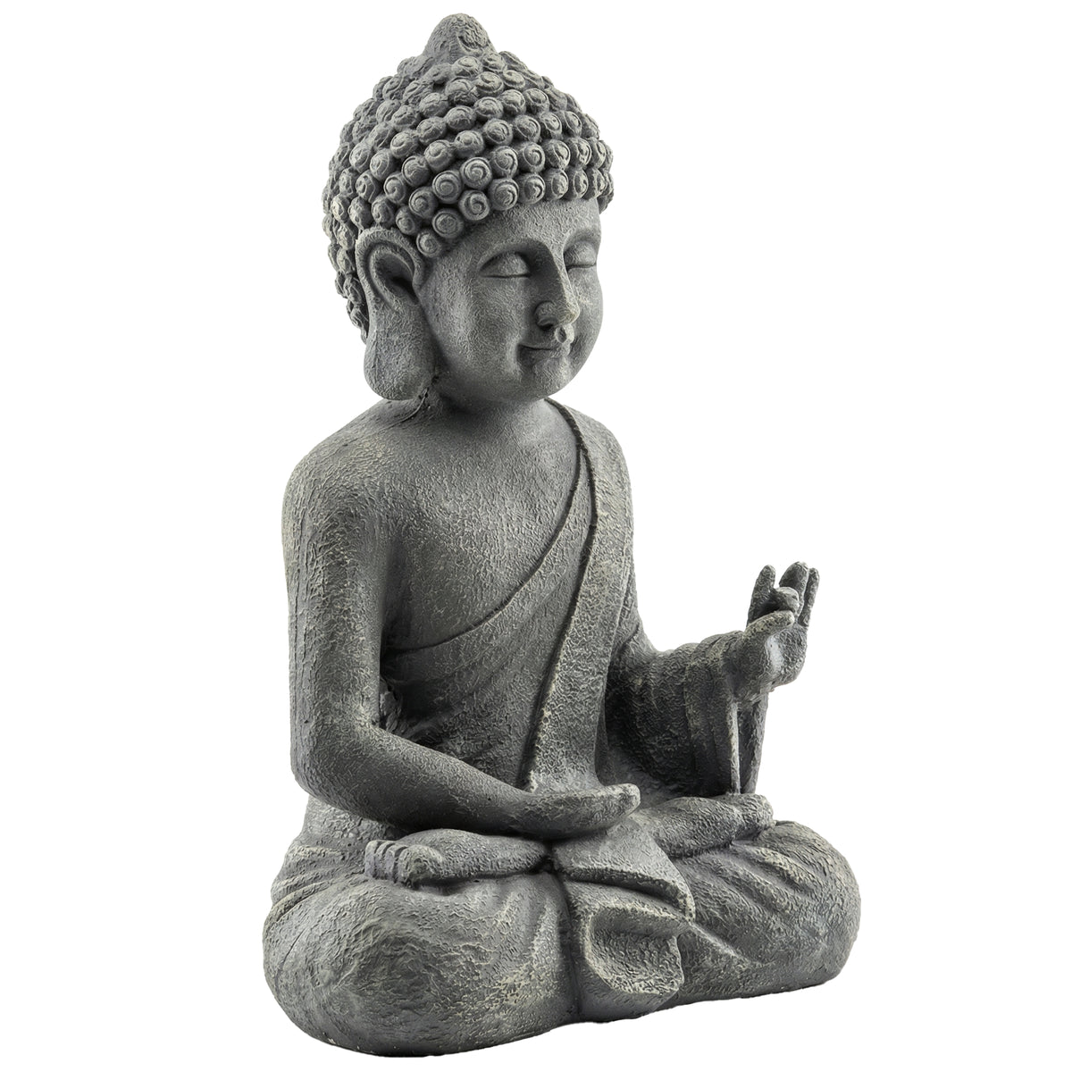Statue de Jardin, Sculpture de Bouddha Assis en Oxyde de Magnésium, Décoration Spirituelle 32 x 23 x 51 cm, Gris Foncé-0