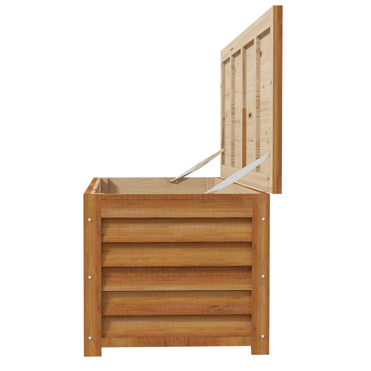 Coffre de rangement extérieur jardin 176L en bois avec poignée, dim. 130L x 50l x 45H cm-7