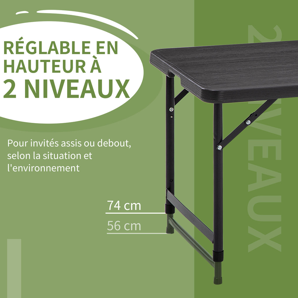 Table de jardin rectangulaire pliable camping pour 4 personnes hauteur réglable 118 x 60 x 74 cm-4