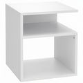 Table d'Appoint, Table Basse Moderne 3 Niveaux avec Étagères Ouvertes, pour Salon, Chambre ou Bureau, Blanc-0