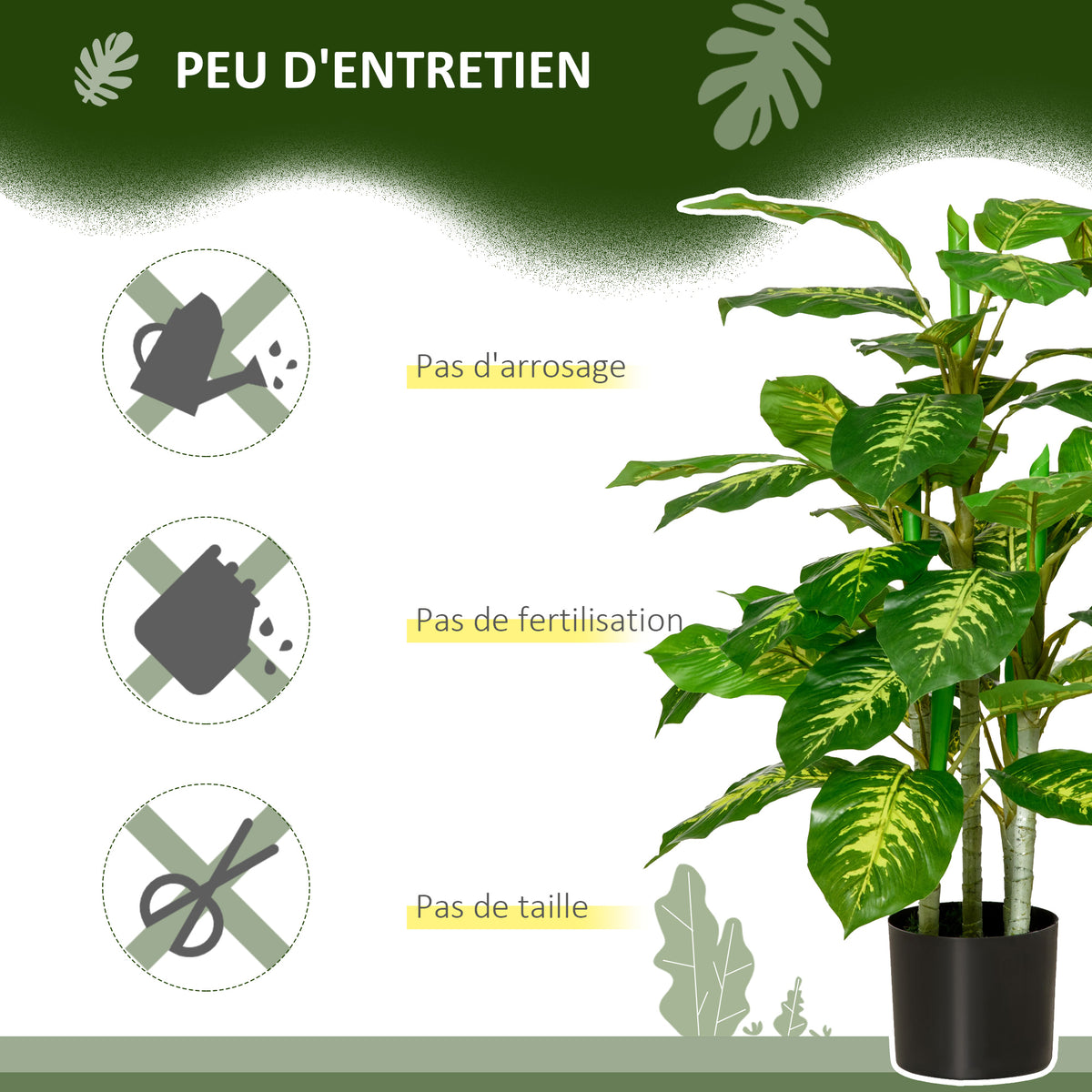 Plante artificielle calathea hauteur 95 cm pot ciment - intérieur-5