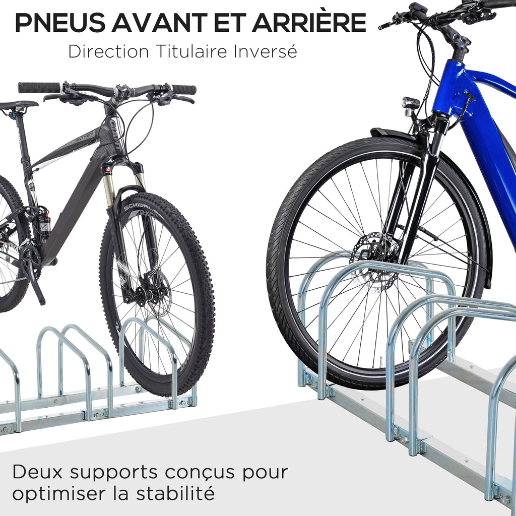 Râtelier 4 vélos dim. 110L x 33l x 27H cm acier galvanisé argent-5