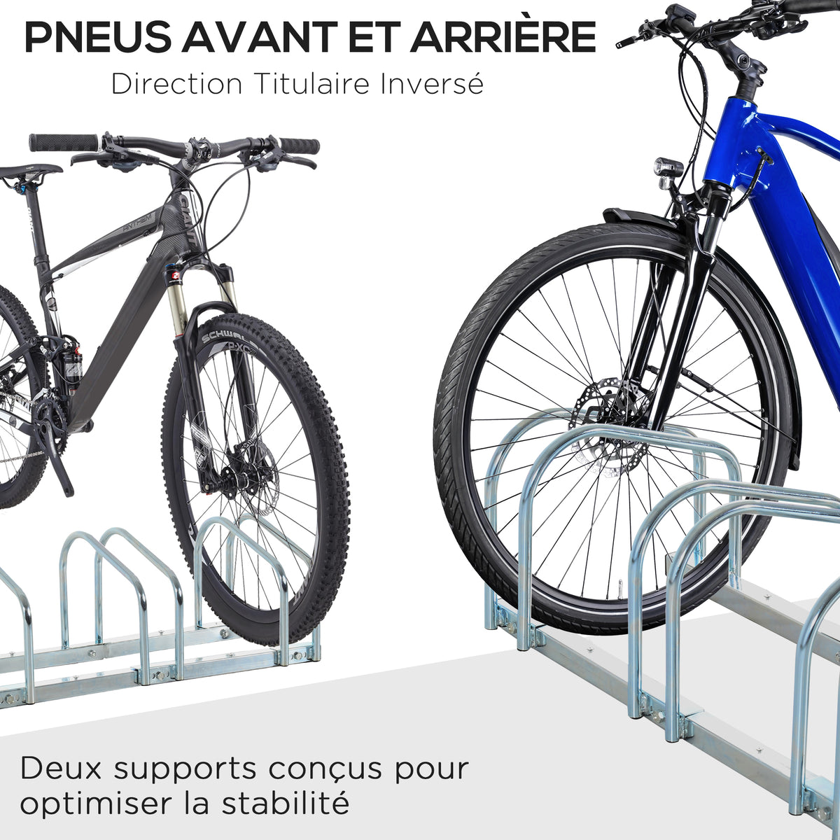 Râtelier 4 vélos dim. 110L x 33l x 27H cm acier galvanisé argent-5